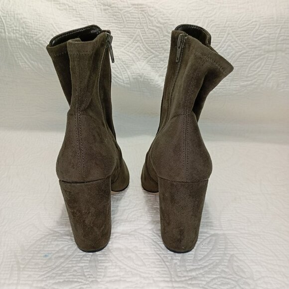 Aldo Womens Boots Suede Ankle Size 8 With Zipper Closure Olive Green High Heels - Picture 7 of 12